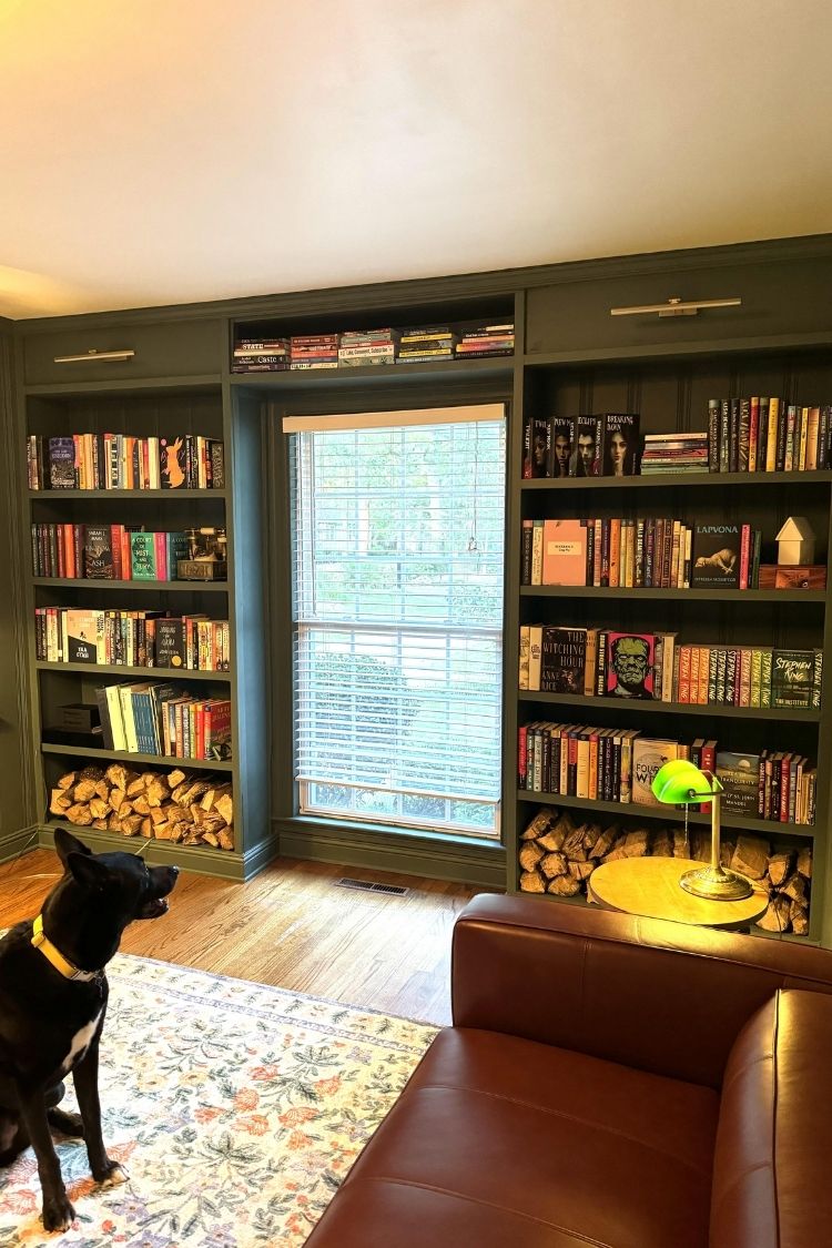 cozy home library by the window