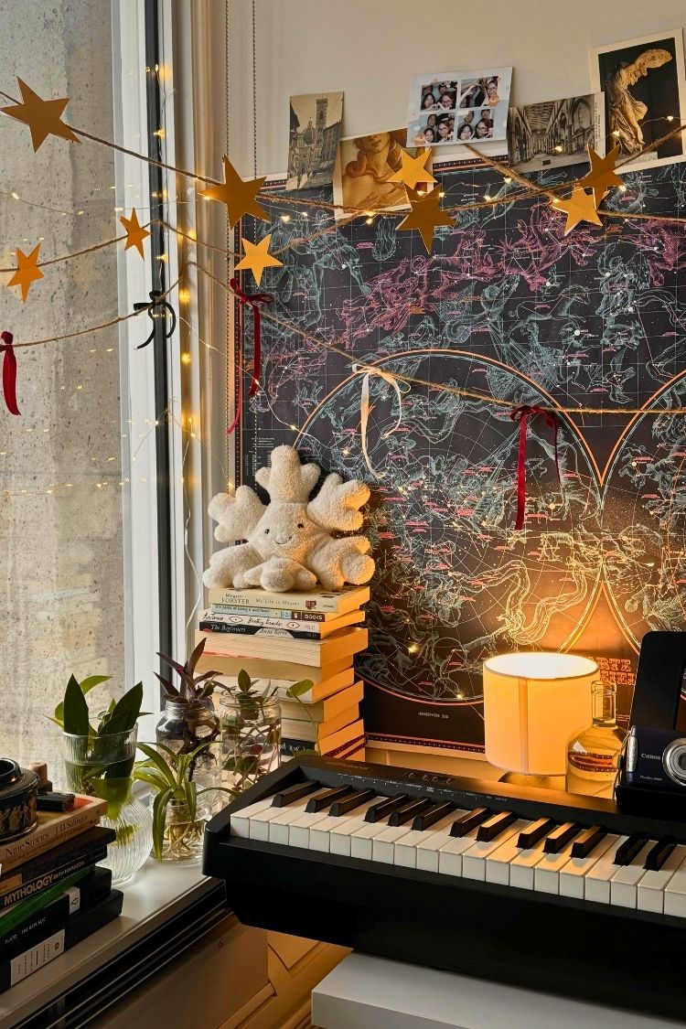 cozy piano nook