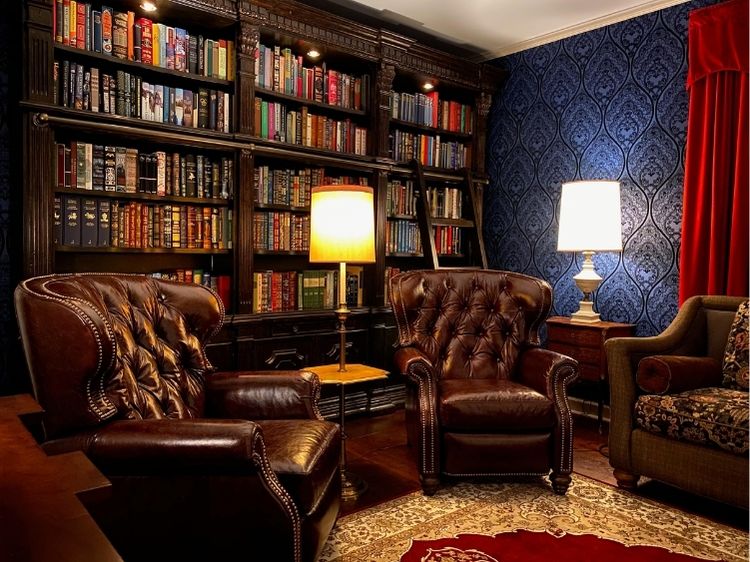 dark cozy home library
