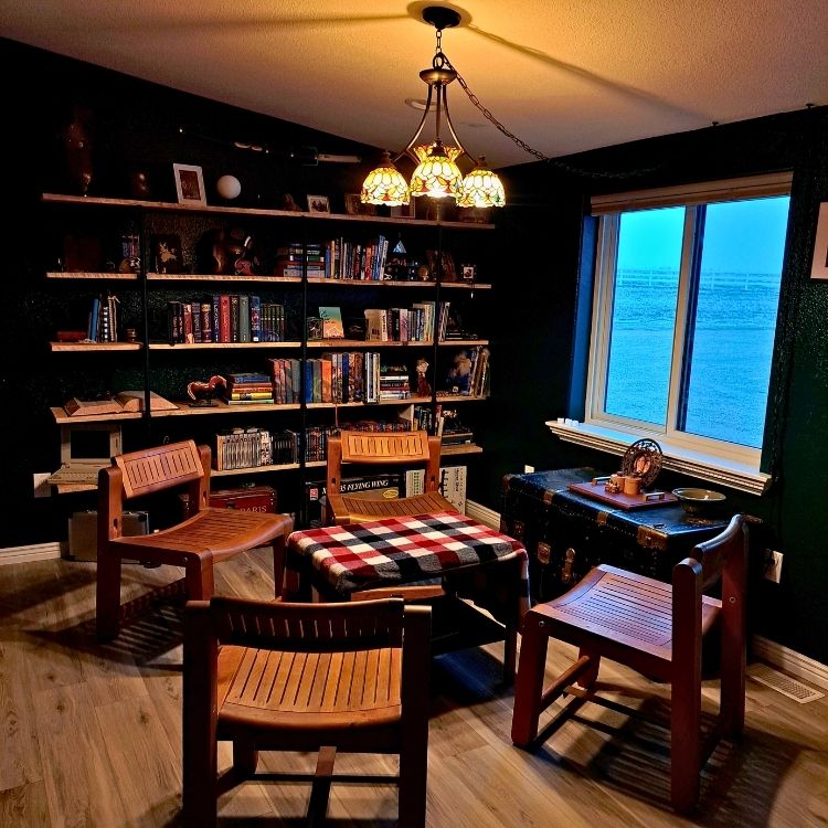 small cozy home library