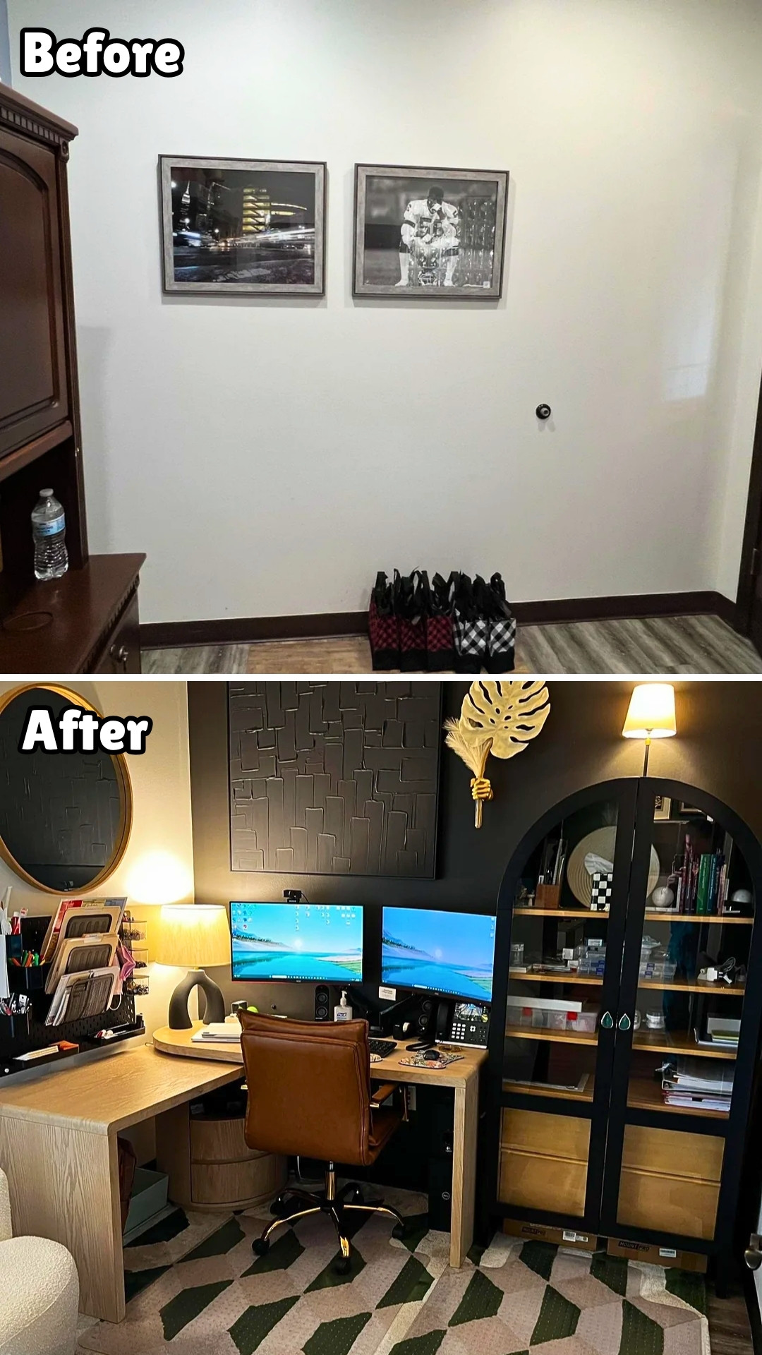 Bold Black and Gold Office Redesign With DIY Flair