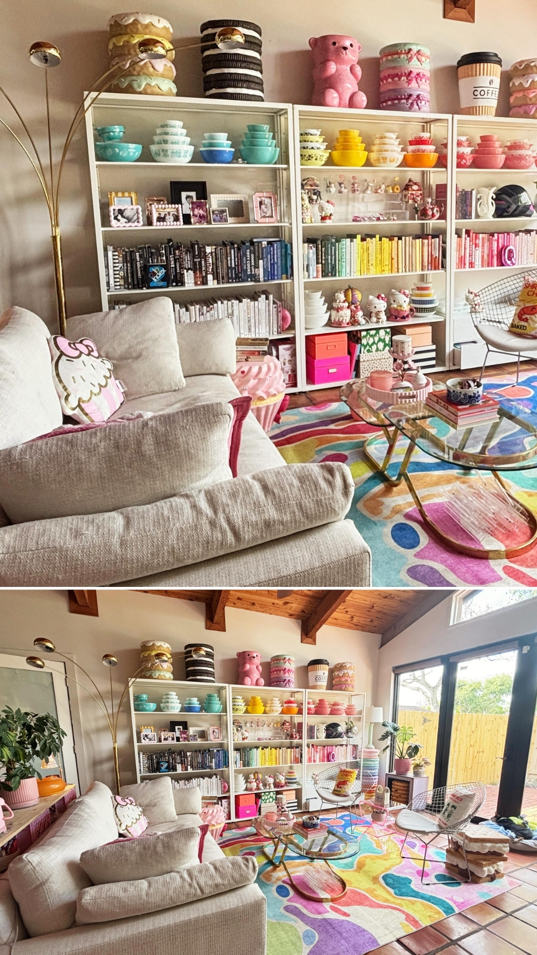 Bright Modern Rainbow Living Room Chic Pink Accents Color Blocked Collections