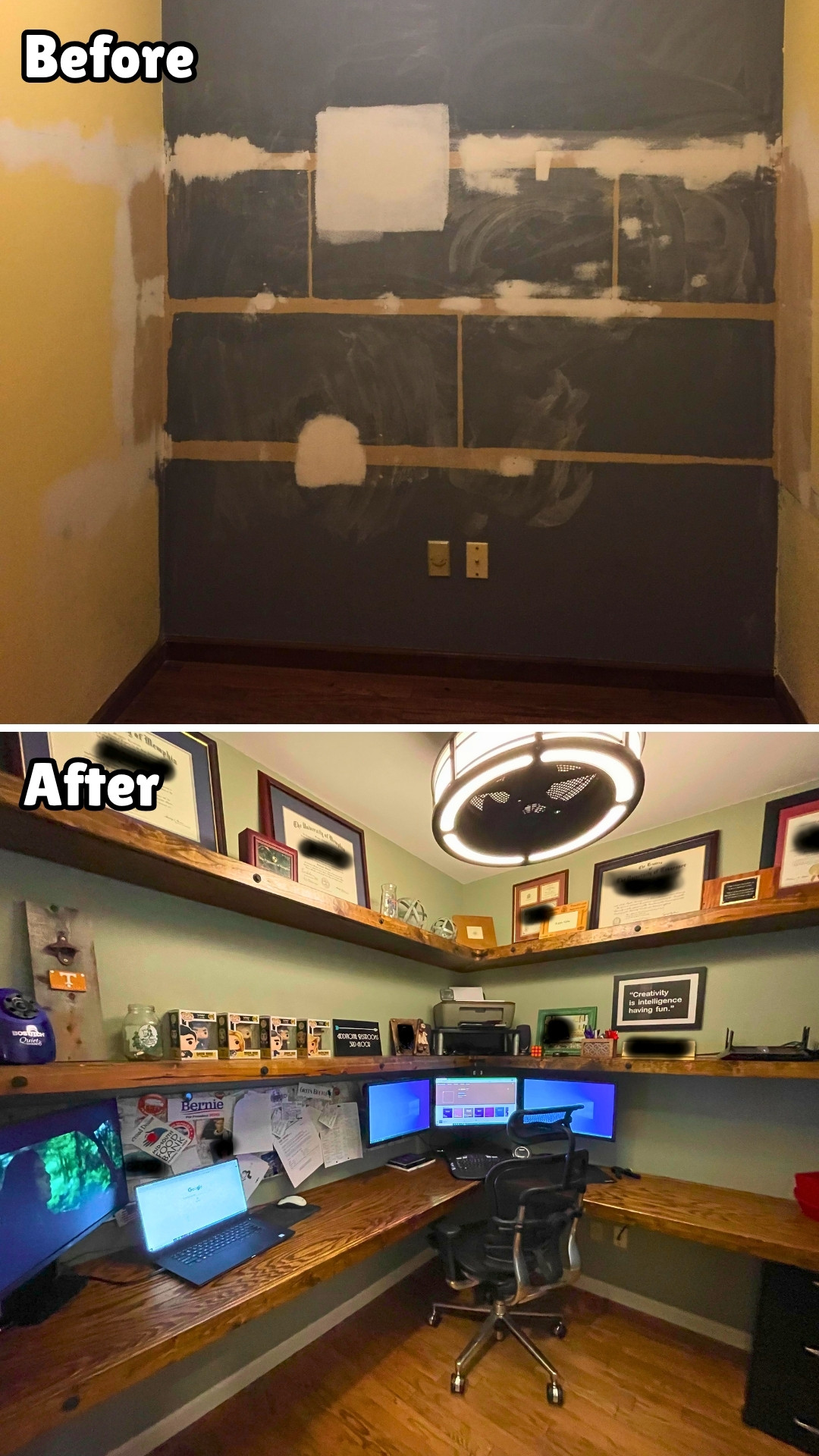 Built-In L-Shaped Desk Office In A Closet Nook