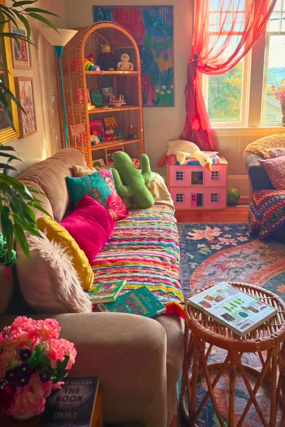 Colorful Cottage Girly Boho Living Room Color Scheme Small Apartment