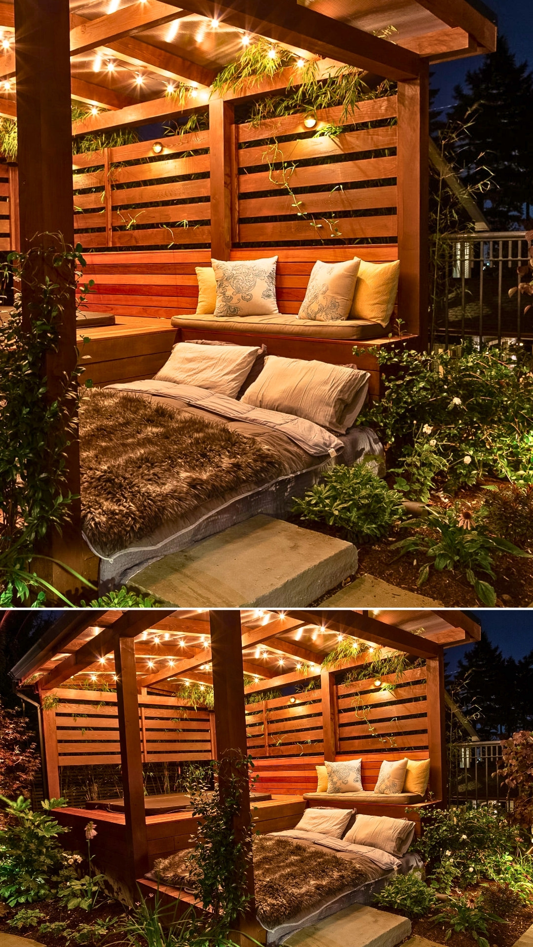 Cozy Outdoor Sleeping Nook With Twinkling Lights