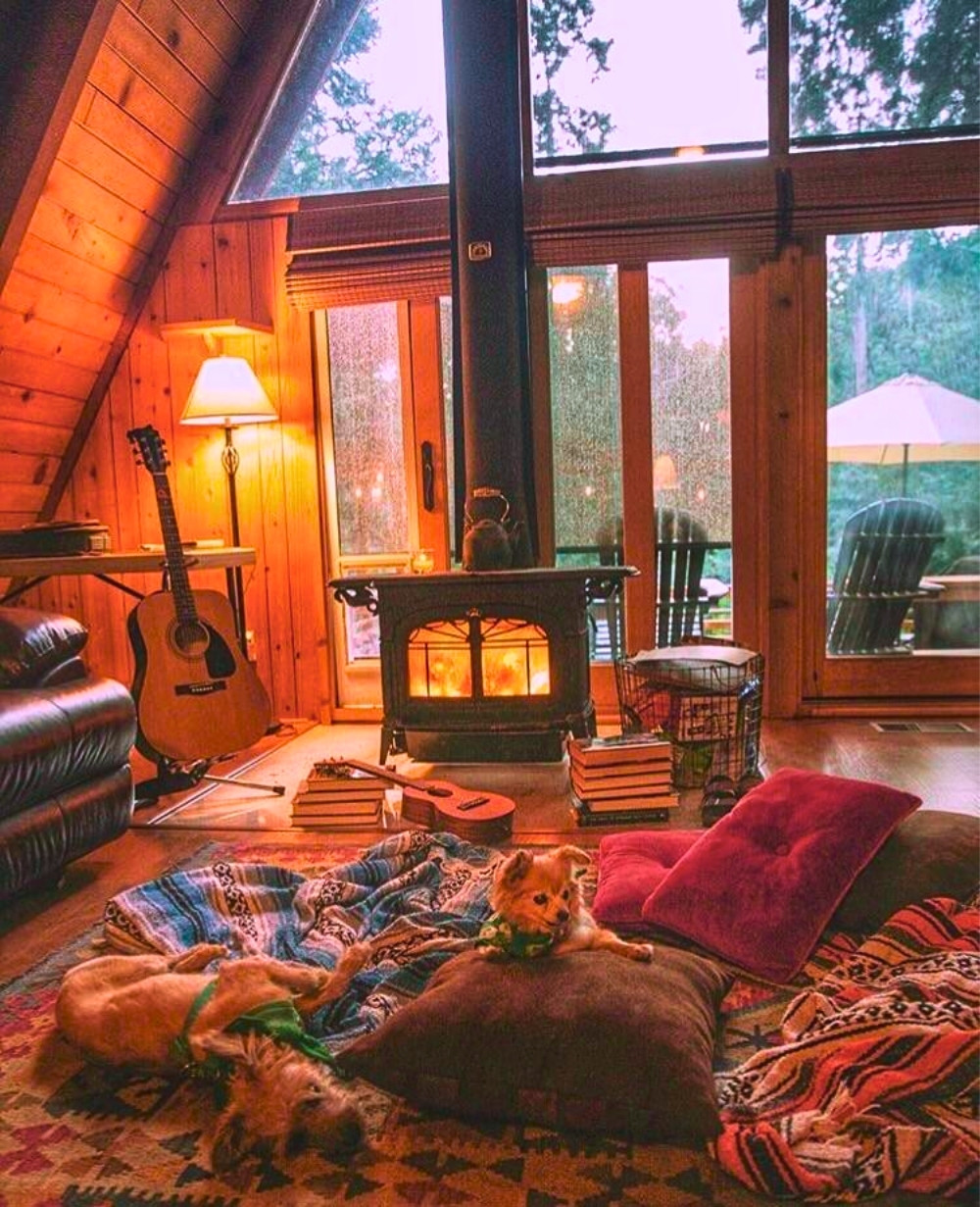 Forest A-Frame Cabin with Roaring Fireplace, Relaxed Pups & Warm Woodland Ambiance
