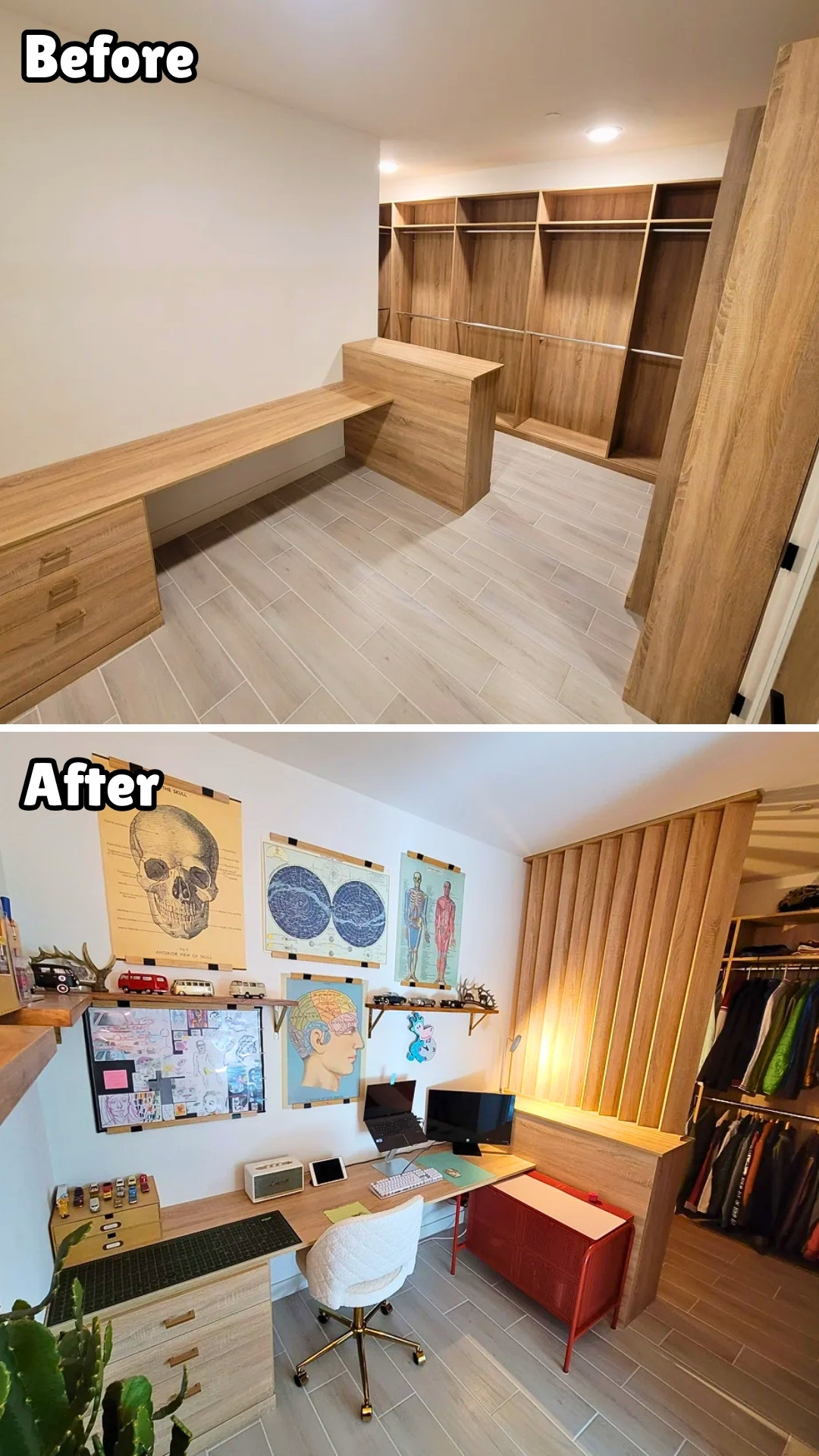 Luxe Closet Office Makeover With Built-In Desk