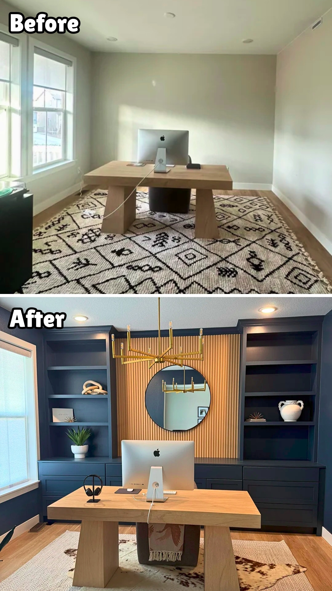 Navy Built-In Glow-Up With Layered Rugs