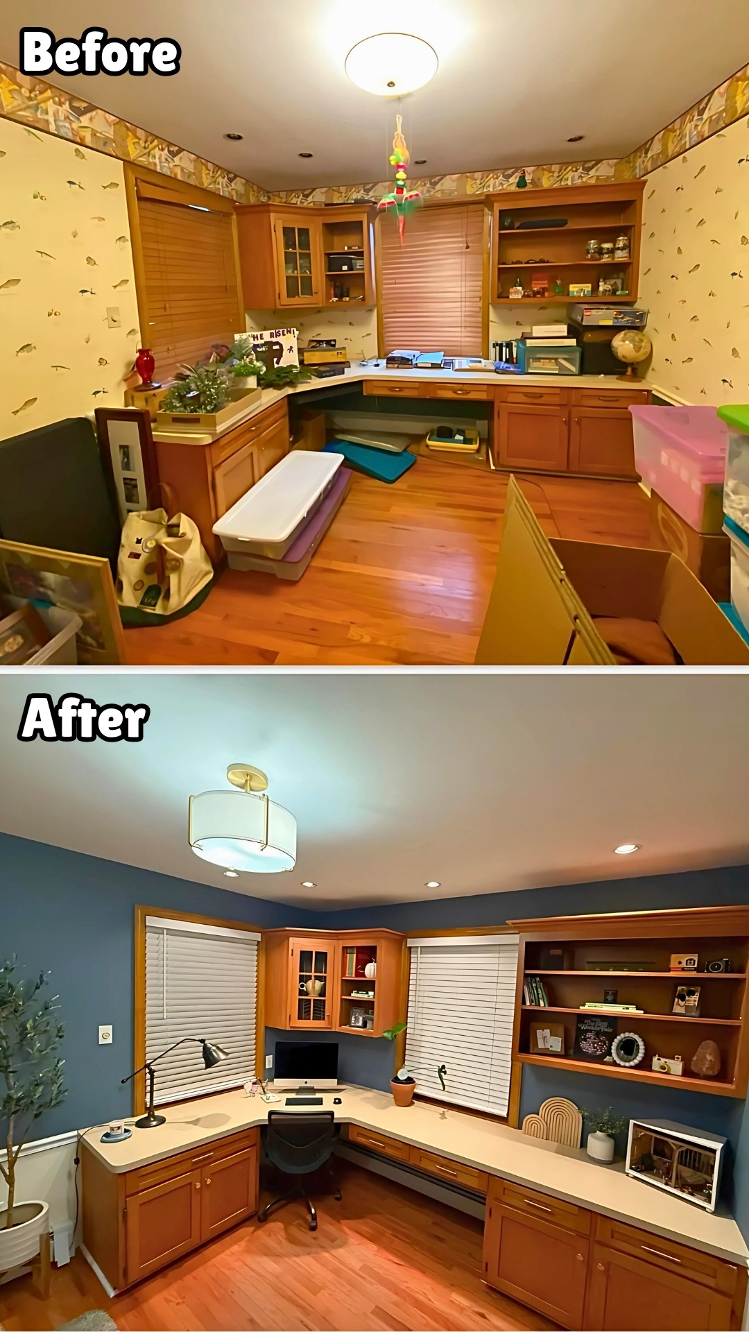 Navy Built-In Home Office Makeover