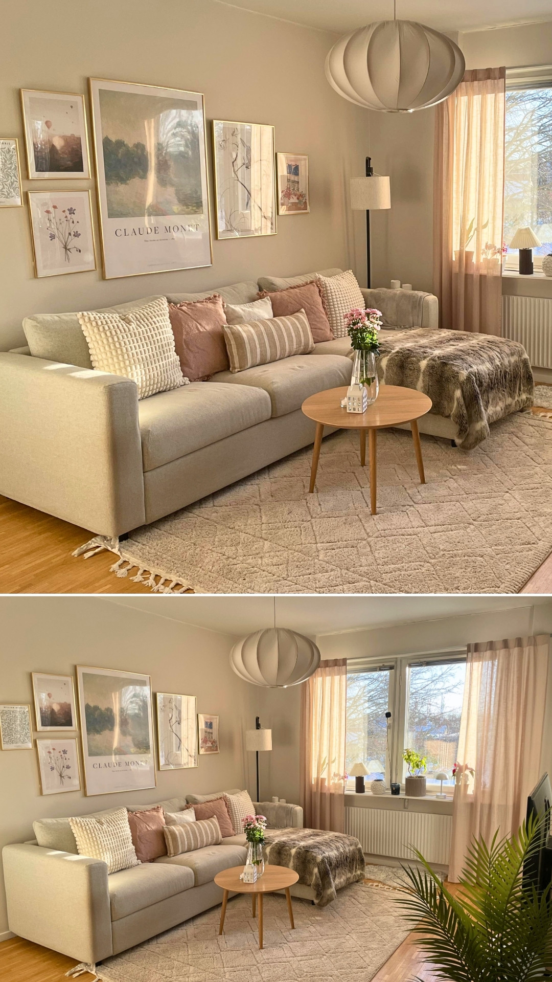 Soft Neutral Feminine Lounge with Gallery Wall