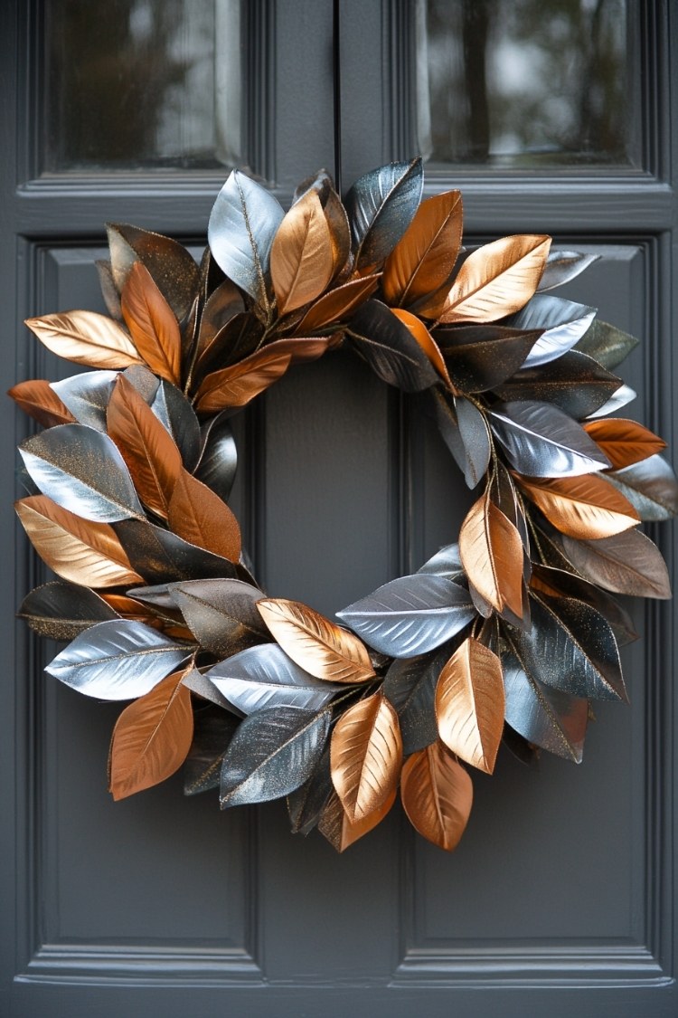 a diy christmas wreath on front door