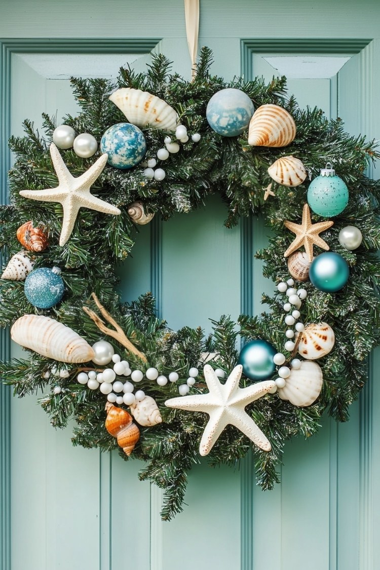 a diy christmas wreath on front door