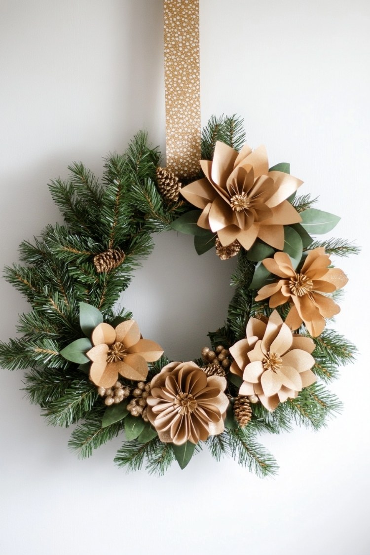 a diy christmas wreath on front door