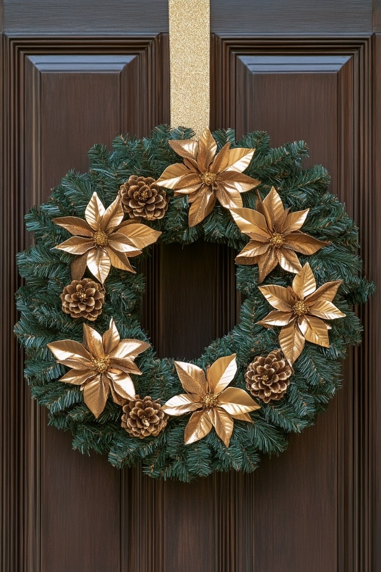 a diy christmas wreath on front door