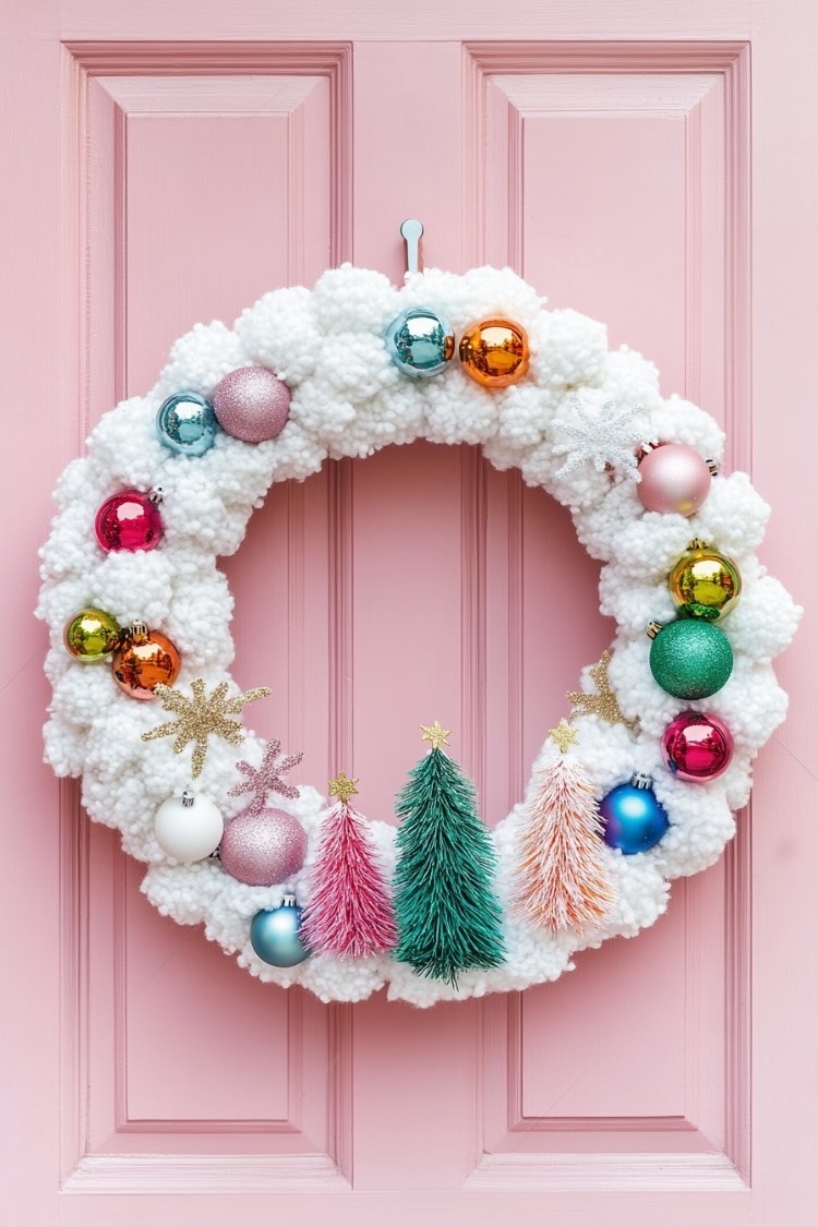 a diy christmas wreath on front door