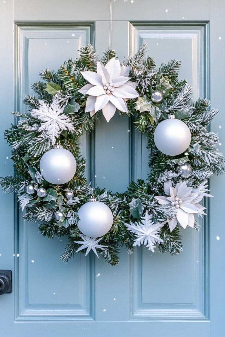 a diy christmas wreath on front door