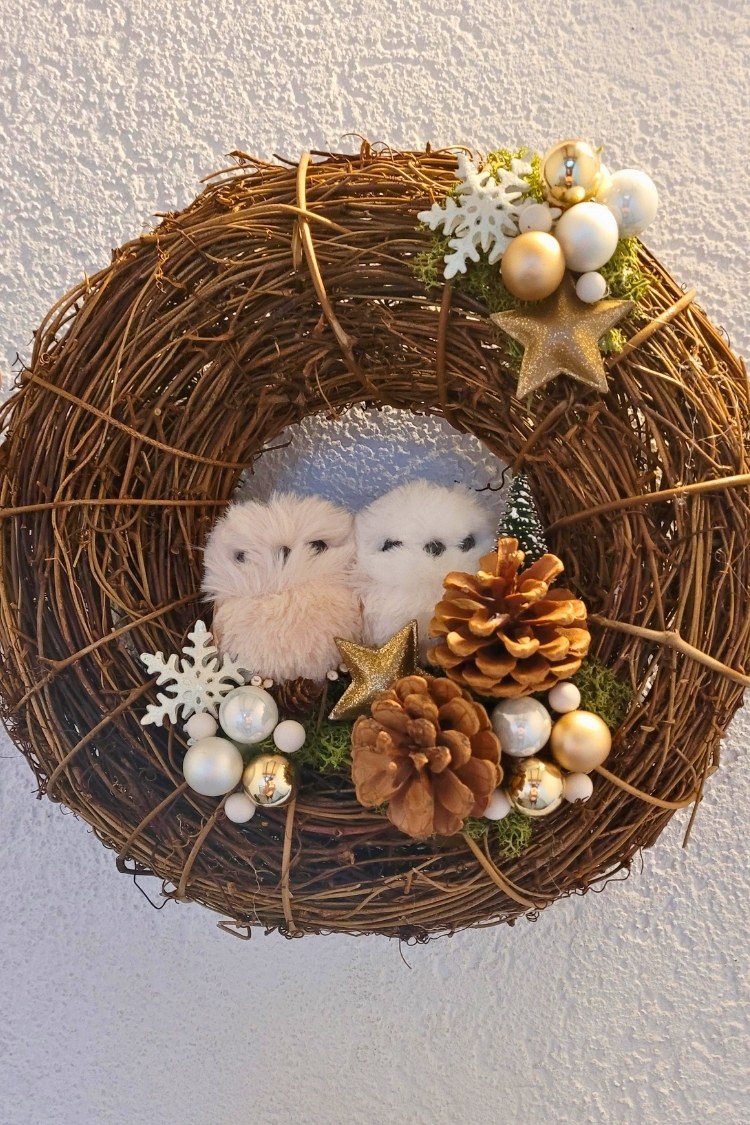 a diy christmas wreath on front door