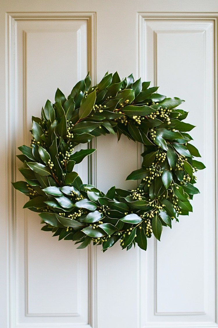 a diy christmas wreath on front door